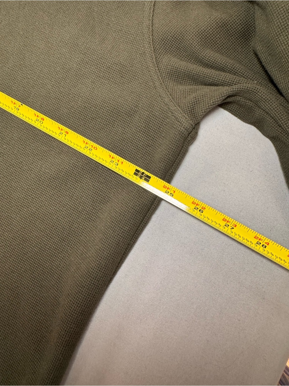 L.L. Bean Olive Green Henley Long Sleeve Shirt - Picture 3 of 7